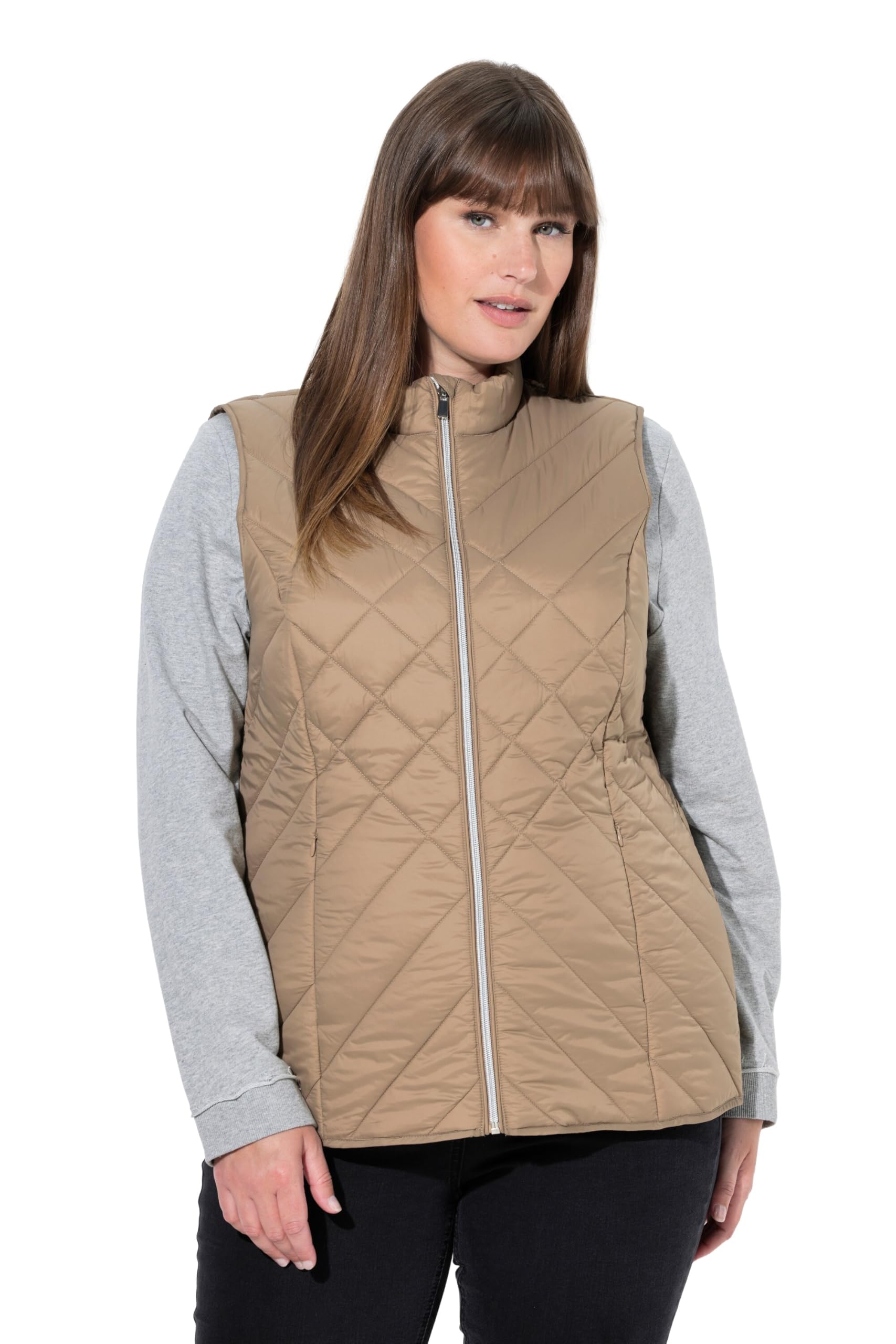 Ulla Popken Damen große Größen Übergrößen Plus Size HYPRAR Funktions-Steppweste, Kontrastfutter, wasserabweisend 840047