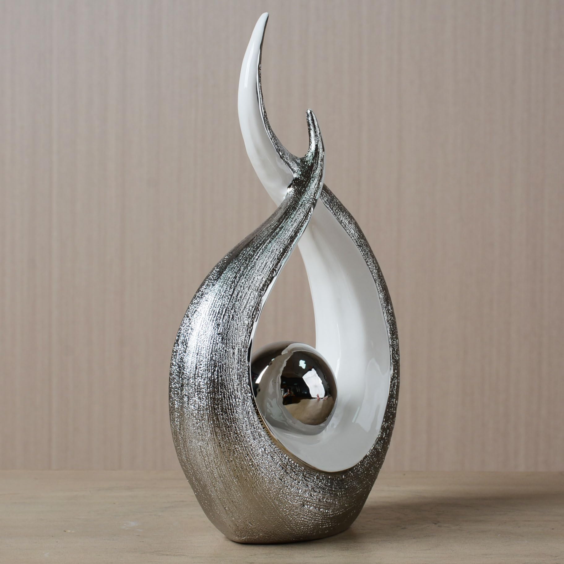 HAUCOZE Scultura Astratta Moderna Statua Decorazione Casa Figurina Mensola Arte Regalo per Casa Soggiorno Ufficio Ceramica 27cm