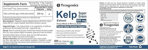 Miniatura 3 de PUB Trexgenics Extracto de algas superverdes, apoyo tiroideo, vegano y sin gluten (60 Vcaps)