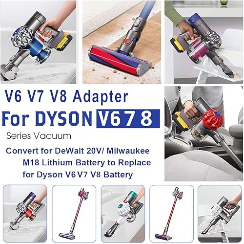 Miniatura 7 de Adaptador V6 V7 V8 para Milwaukee M18 18V/Dewalt 20V batería de iones de litio convertida a Dyson V6 V7 V8 Series Aspiradora Animal Absolute Fluffy