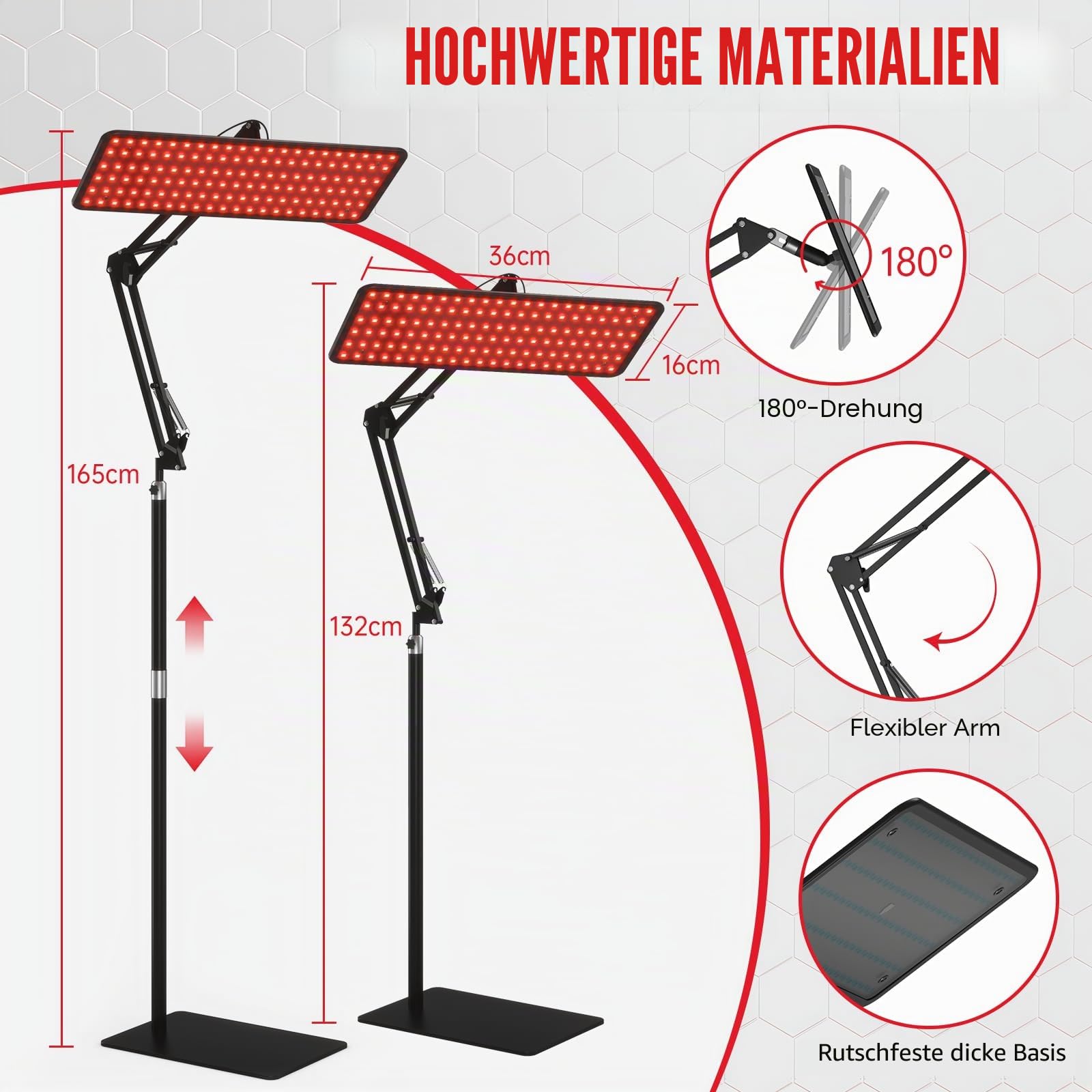 Rotlichtlampe für Gesicht & Körper – 120 LEDs Infrarot-Lichtpanel 660nm 850nm 940nm mit verstellbarem Ständer & Schutzbrille, ideales Wellness-Geschenk für Eltern, Partner & den Heimgebrauch