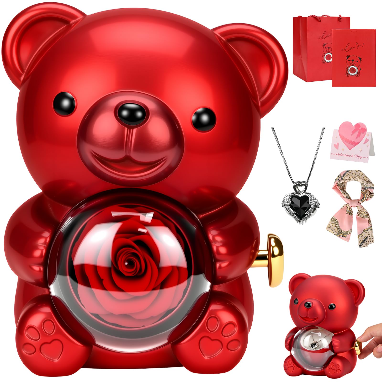 Boîte à roses avec chaîne KOOOGEAR et rose éternelle de prestige pour elle