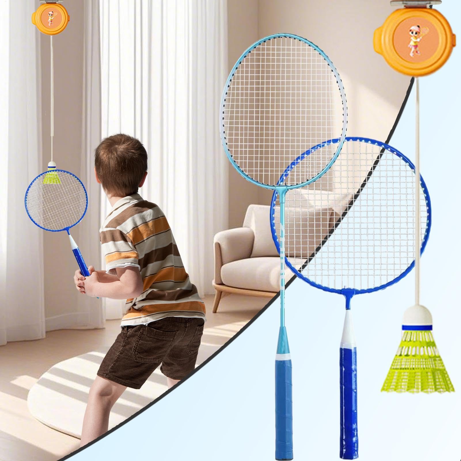 Dispositivo di allenamento badminton, Rebound Badminton - Kit allenatore badminton regolabile in altezza, supporto per allenamento di pratica, accessori per il fitness, attrezzature dep