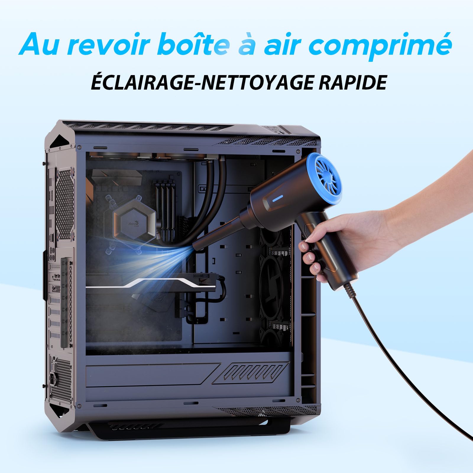 Souffleur Air Comprimé - Souffleur PC - 500W/5.74 oz - Dépoussiérant pour Clavier - Voiture - Canapé - Plus Vert