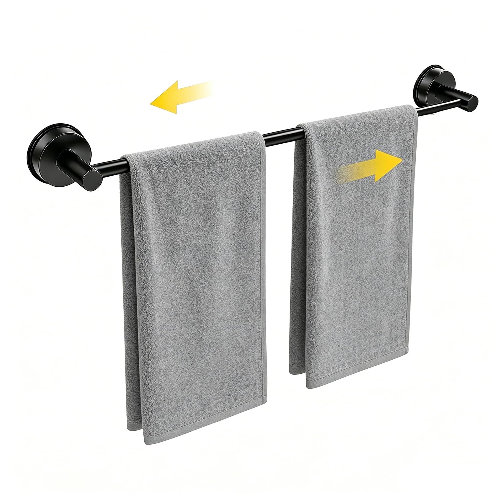 Photo 1 of 14.6 to 24 Inch Adjustable Towel Bar for Bathroom,Suction Cup Towel Rack for Bathroom Wall,Stainless Steel Wall Mount Hand Towel Holder Rod (Black)