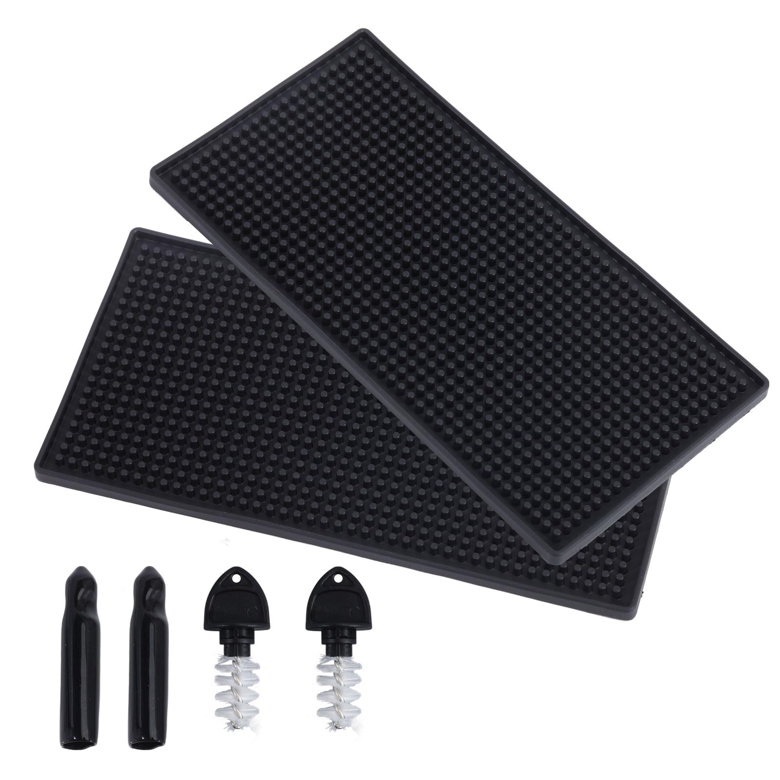 Ensemble de tapis de table rectangulaire en PVC robuste pour karaoké, bar, café, maison, antidérapant, avec brosses de nettoyage et bouchons de bouteille en silicone, 30,2 x 15 cm