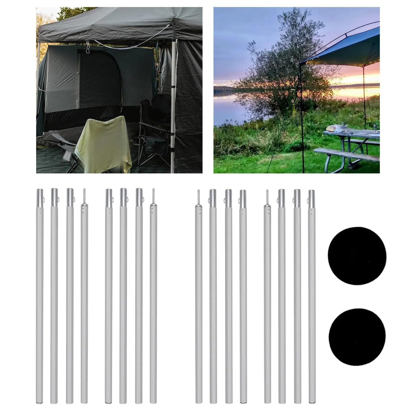 Leichte Zeltstangen Aluminium-Planenstangen for Camping-Rucksackunterstände