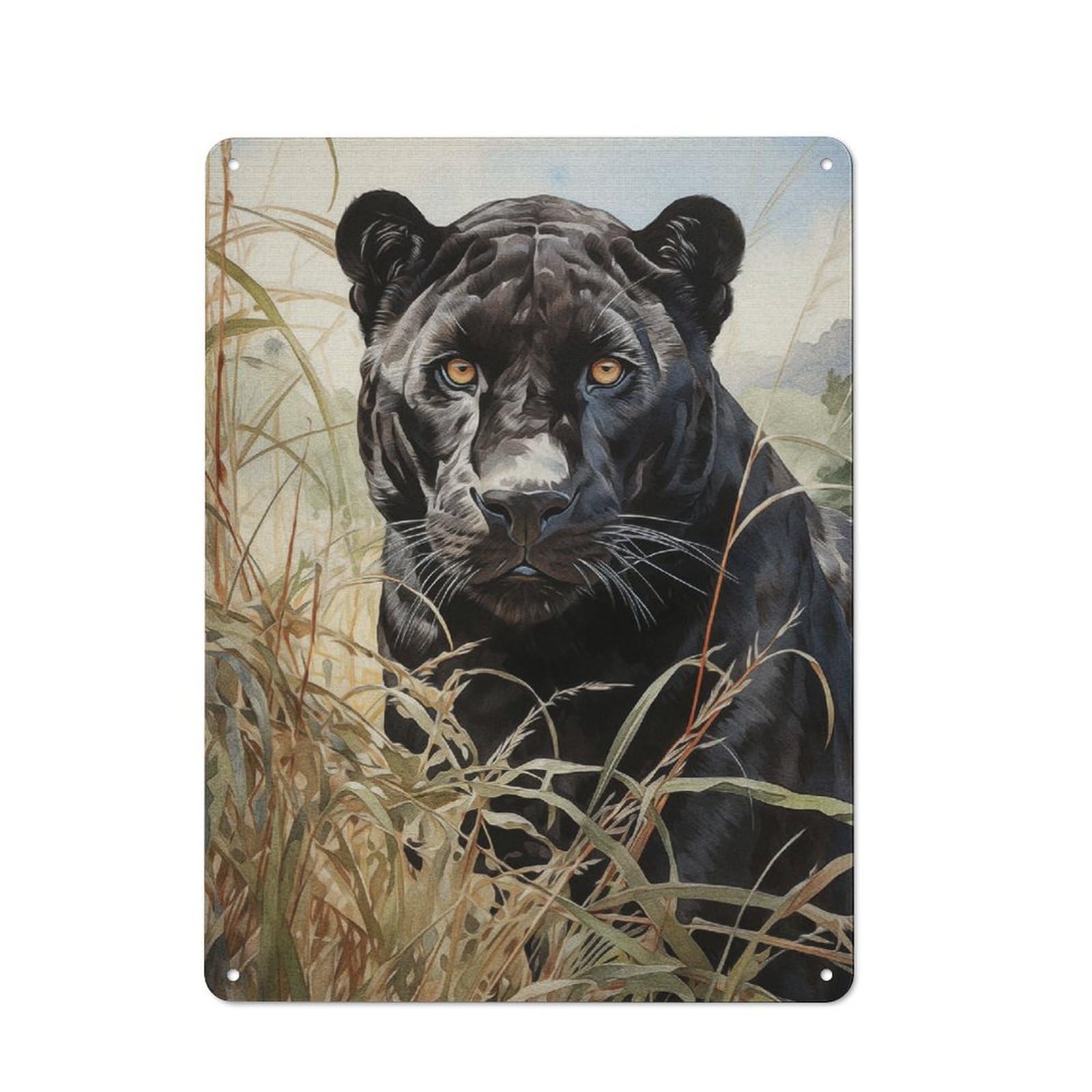 Junmoney The Jaguar Kingdom Rustic Tin Wall Plaque 40X30cm For Studio Or Craft Room, For Garage, Workshop And Man Cave Decoration