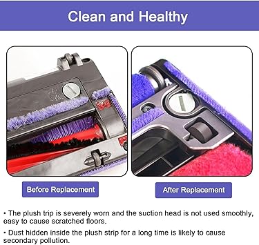 FOLODA Accesorio de cerdas suaves para aspiradora, eliminación eficiente de polvo, cabezal de rodillo suave, piezas de repuesto para el hogar y las tiras adhesivas comerciales5