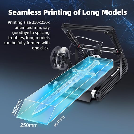 Infinite Z Axis Conveyor Belt 3D Printer with Extended Roller Enclosure 250250mm, IR3 V2 Belt 3D Printer for Long/Batch Printing