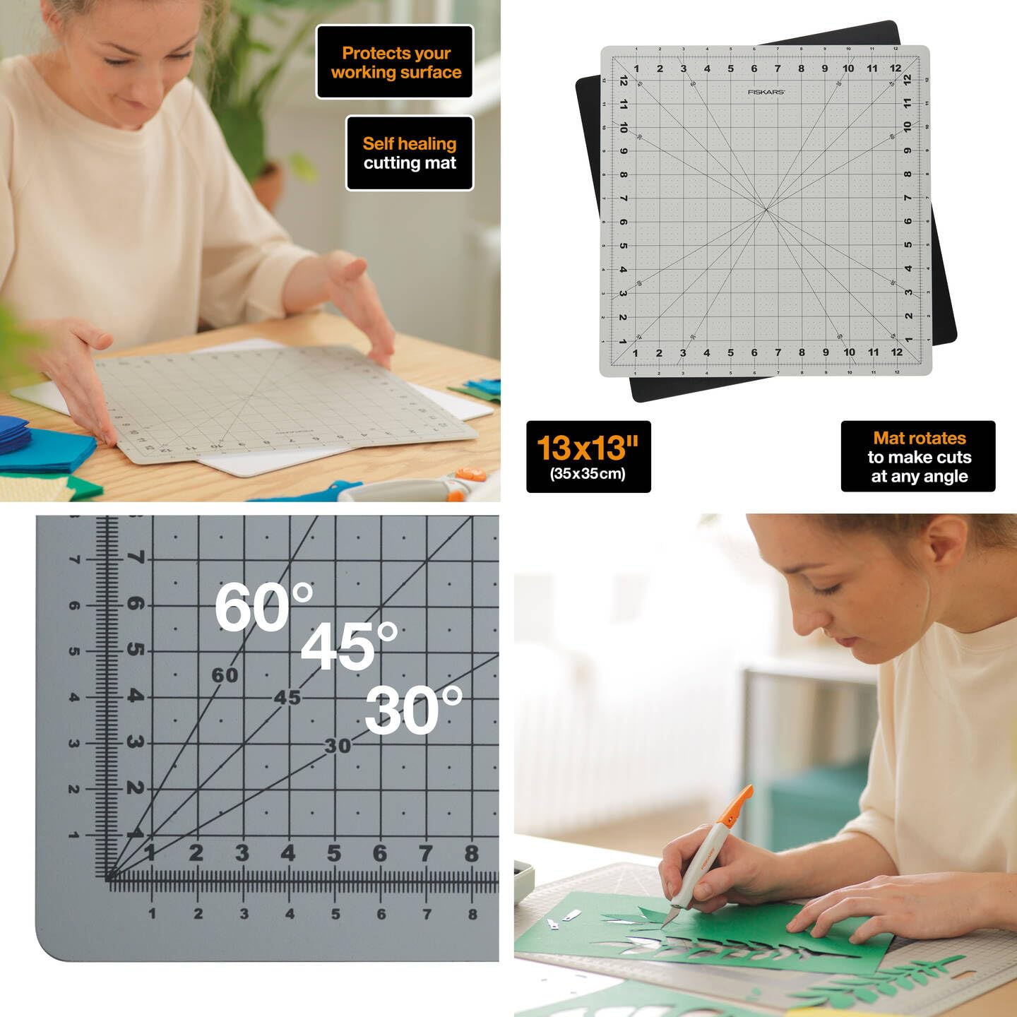 Fiskars Alfombrilla de Corte Giratoria, Alfombrilla de Corte Autorreparable
