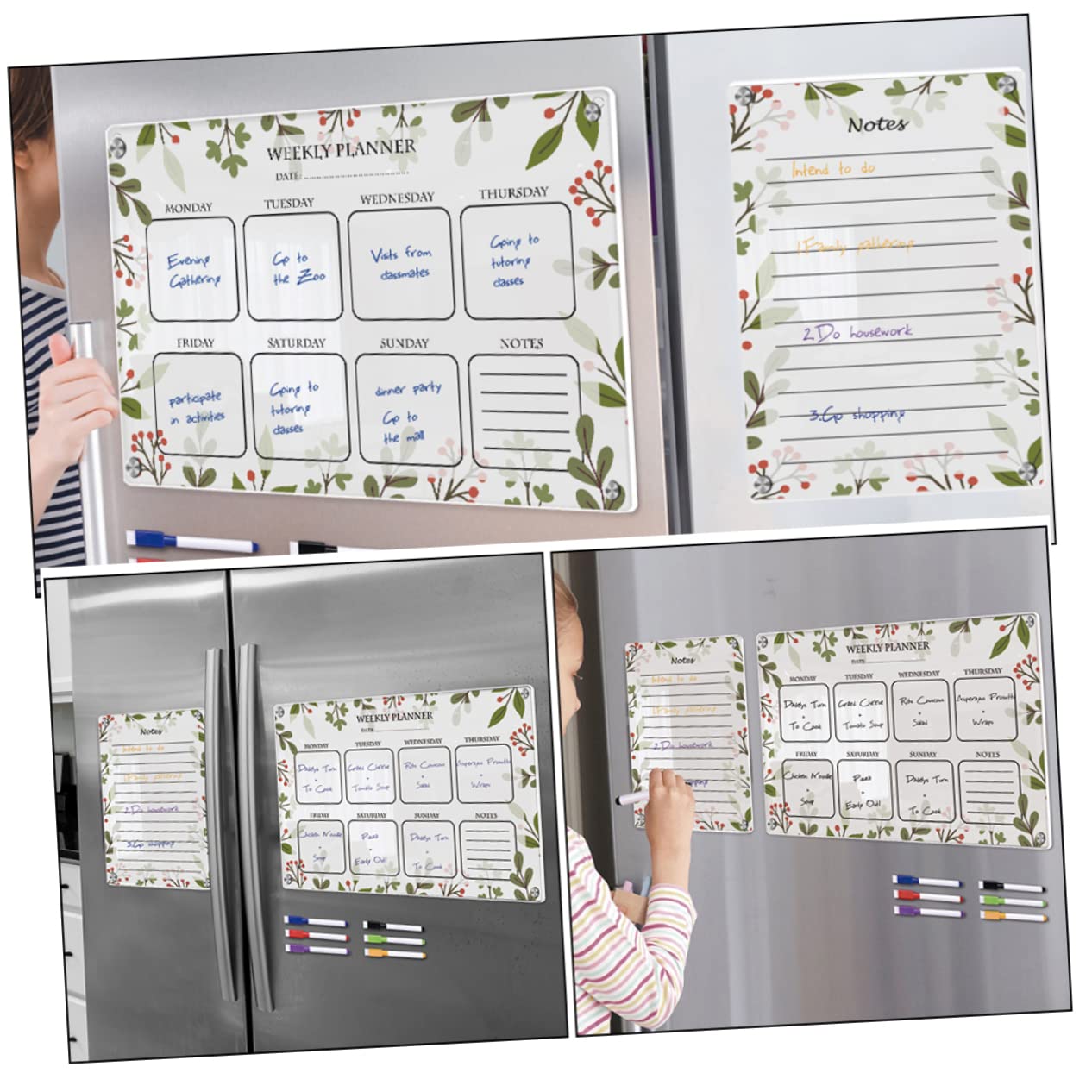 Acryl Wochenplaner Tafel Magnetisch für Kühlschrank und Küche | 1 Satz mit Stiften, To Do und Terminplanung, Tragbar und Schreiben Geeignet
