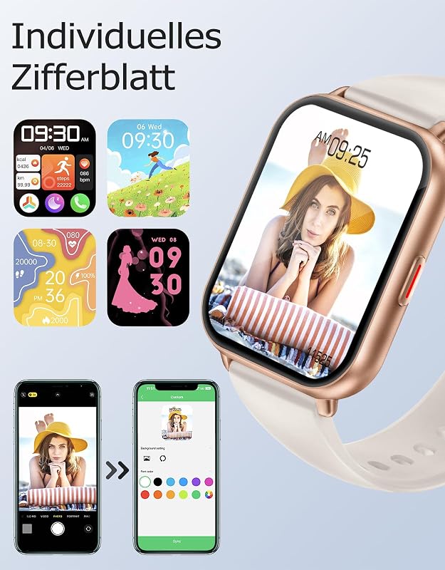 Ceas inteligent unisex RUIMEN cu funcție de apelare, ecran HD de 1,85 inchi, puls, SpO2, monitorizare somn, pedometru, peste 110 moduri sport, compatibil Android și iOS, 2 curele incluse