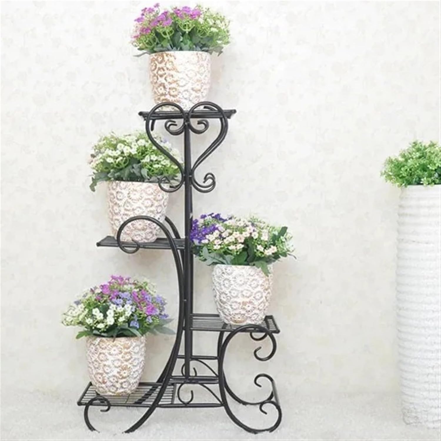Flower pot stand Indoor Iron Planter Shelf Rack, Tall Plant Stand, Metal Flower Pots Display Holder, Outdoor Garden, 4 Tiered