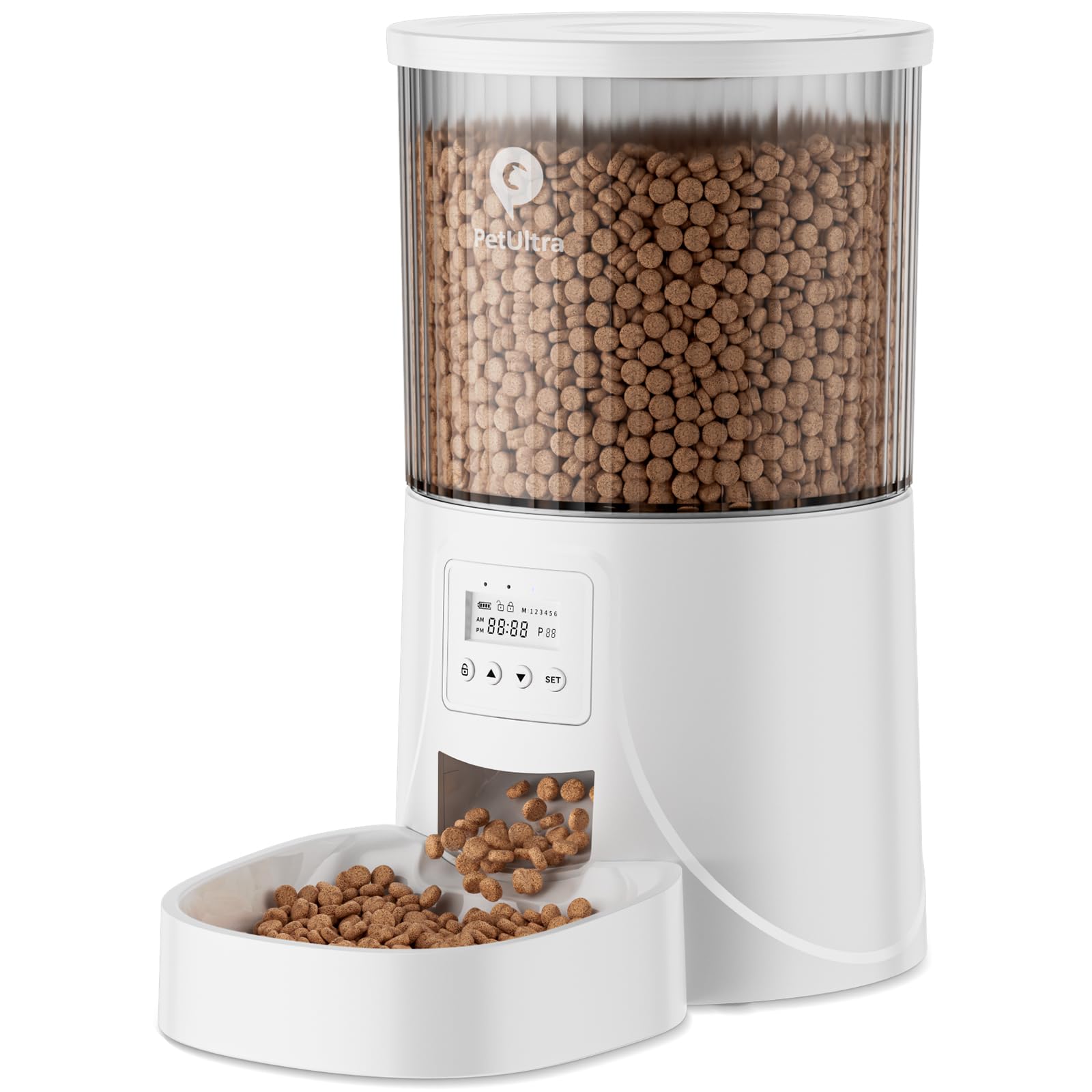 PETULTRA Automatic Cat Feeder: 4L Timed Cats Food Dispenser Programmable 1-6 Meal for Cat and Small Medium Dog- Auto Pet Feeder Easy to Set Up Dual Power Supply with Desiccant Bag| Detachable Washable
