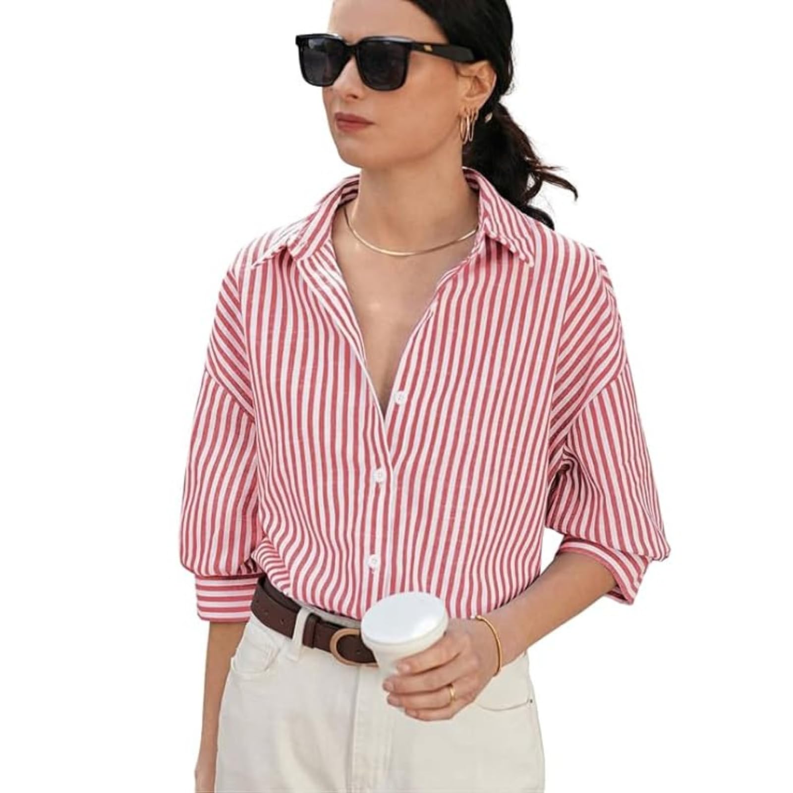 paralians Women Striped Regular Fit Shirt - Stylish and Comfortable Casual Wear | Classic Stripes Design | Soft and Breathable Fabric | Button-Down Collar-picture-49