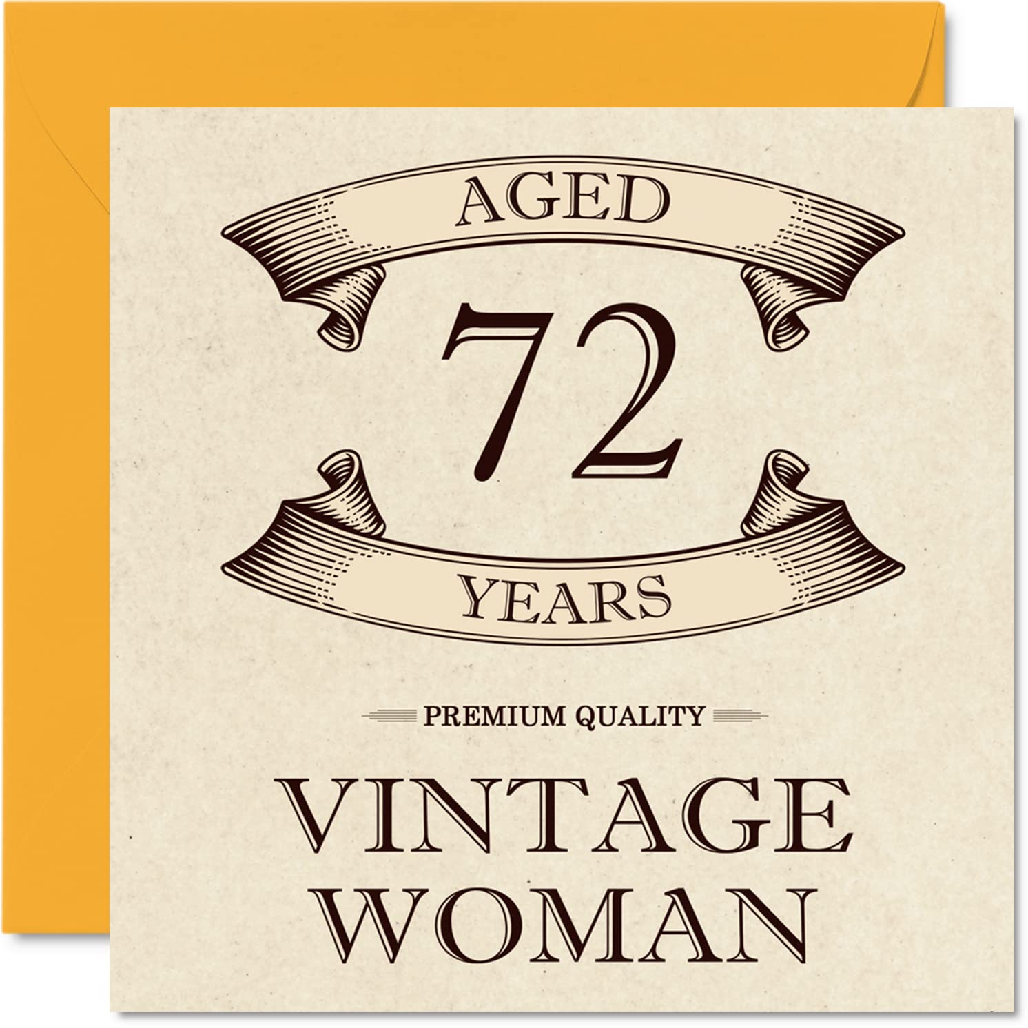 Vintage 72nd Birthday Cards for Women - Aged 72 Years - Fun Birthday Card for Mum Sister Wife Granny Nanny Grandma Auntie, 145mm Ladies Greeting Cards, 72nd Card