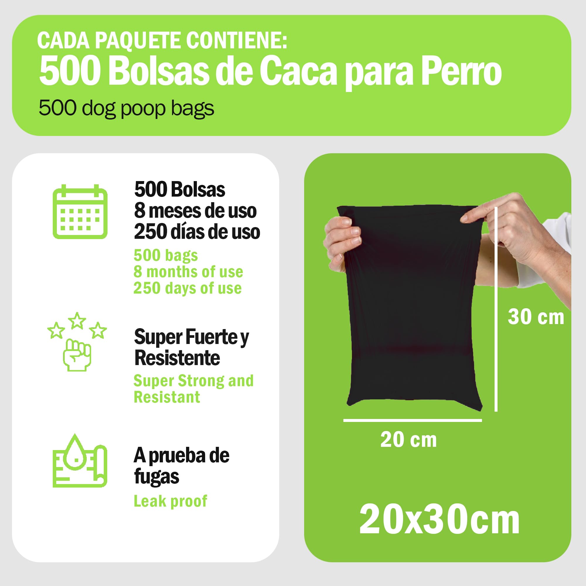 Bolsas Caca Perro, Bolsas color Negro para Excrementos Perro, Bolsas Plástico 20x30cm, a Prueba de Fugas y Resistentes, Bolsas de Basura y Caca Perro, Sin Perfume - Ofituria (1500 bolsas)