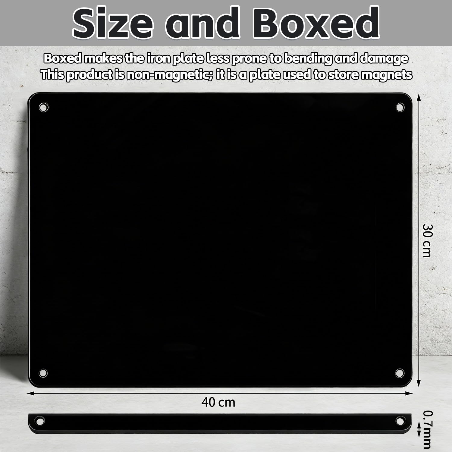 Lot de 2 Tableau Magnétique Mural, 43 x 30cm Plaque Aimantée pour Magnets, Tableau Aimanté Mural pour Aimants et Notes, Autocollant pour Bureau, Cuisine, Réfrigérateur (Noir)