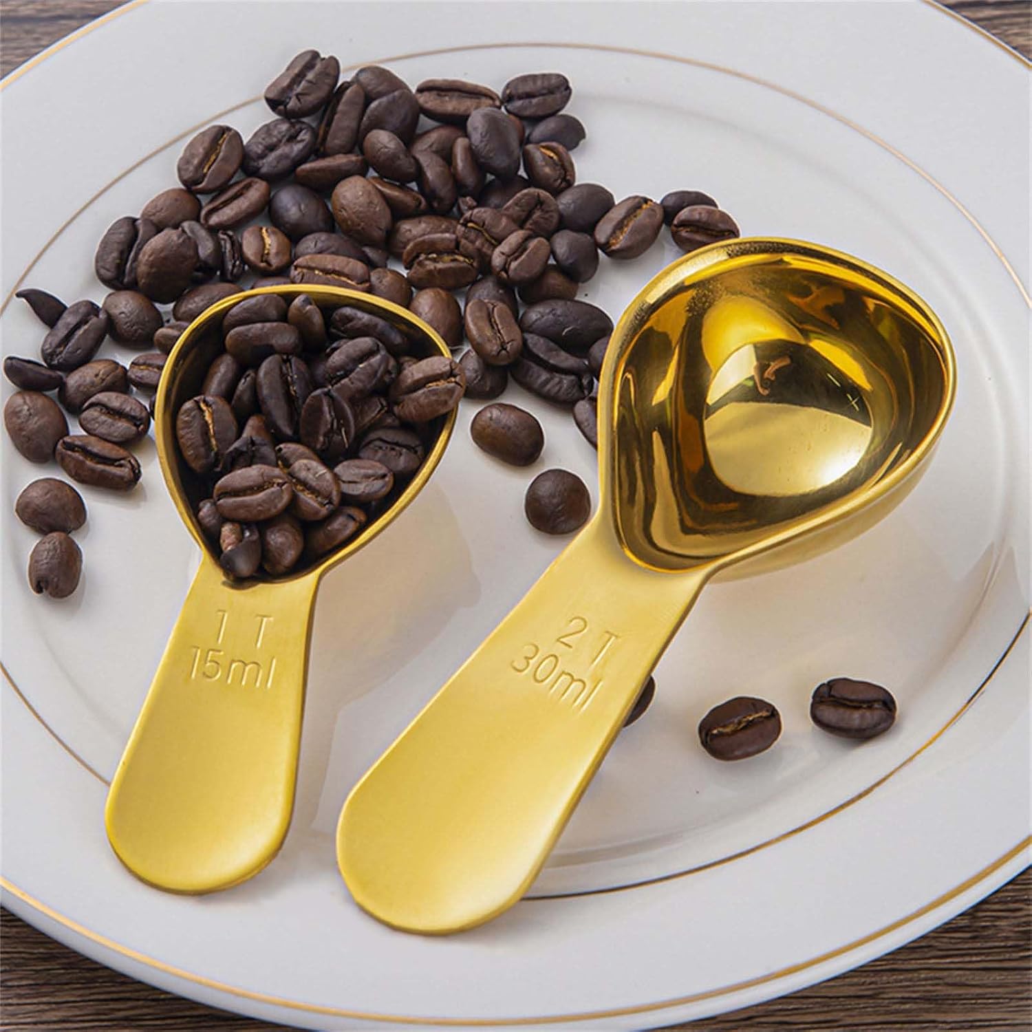 2Pcs Short Handle Tablespoon Stainless Steel Measuring Coffee Scoops Kitchen Metal Spoon for Coffee, Teas, Sugar, Flour Baking Tools