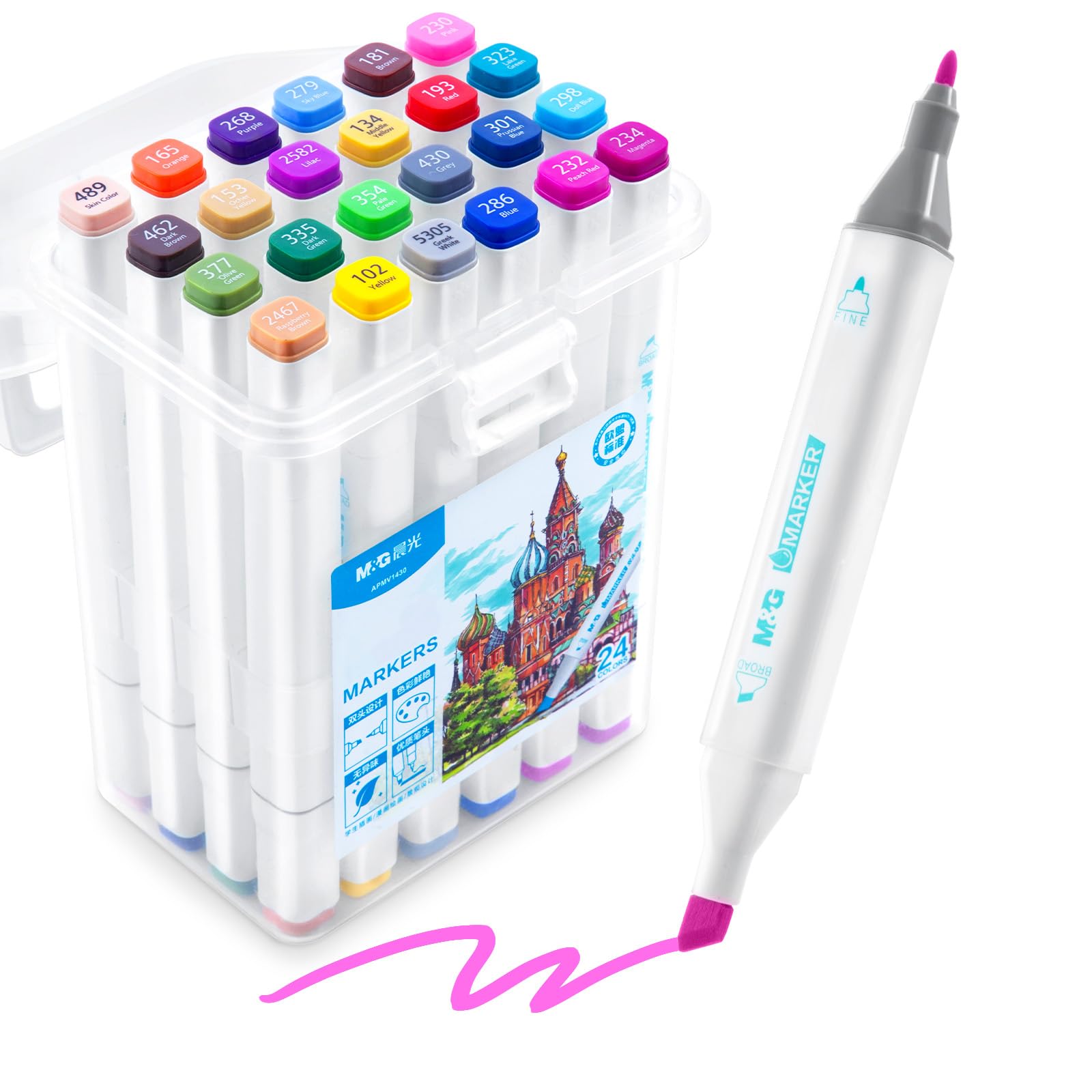 M&G Fine & Broad Dual Tip Art Markers, 24 Colors Water-Based Art Markers,Stocking Stuffers,Christmas Gift Idea for artists -Art Supplies