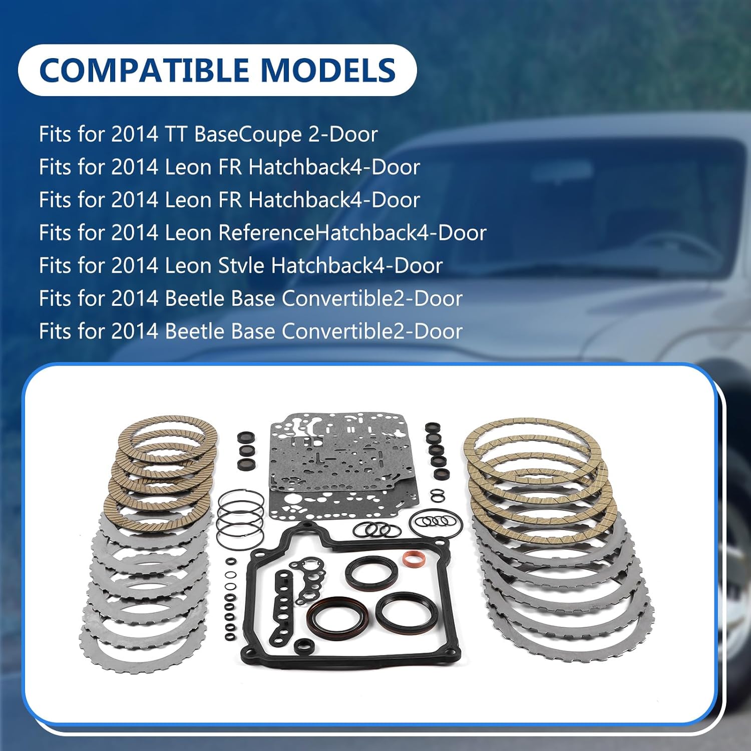 02E DQ250 DSG Transmission Master Rebuild Kit Overhaul Clutch Plates Fits for 2003-2014 Beetle 2.0L, Fits for 2006-2014 Passat 2.0L, Replace OE T19800A 02E DQ250