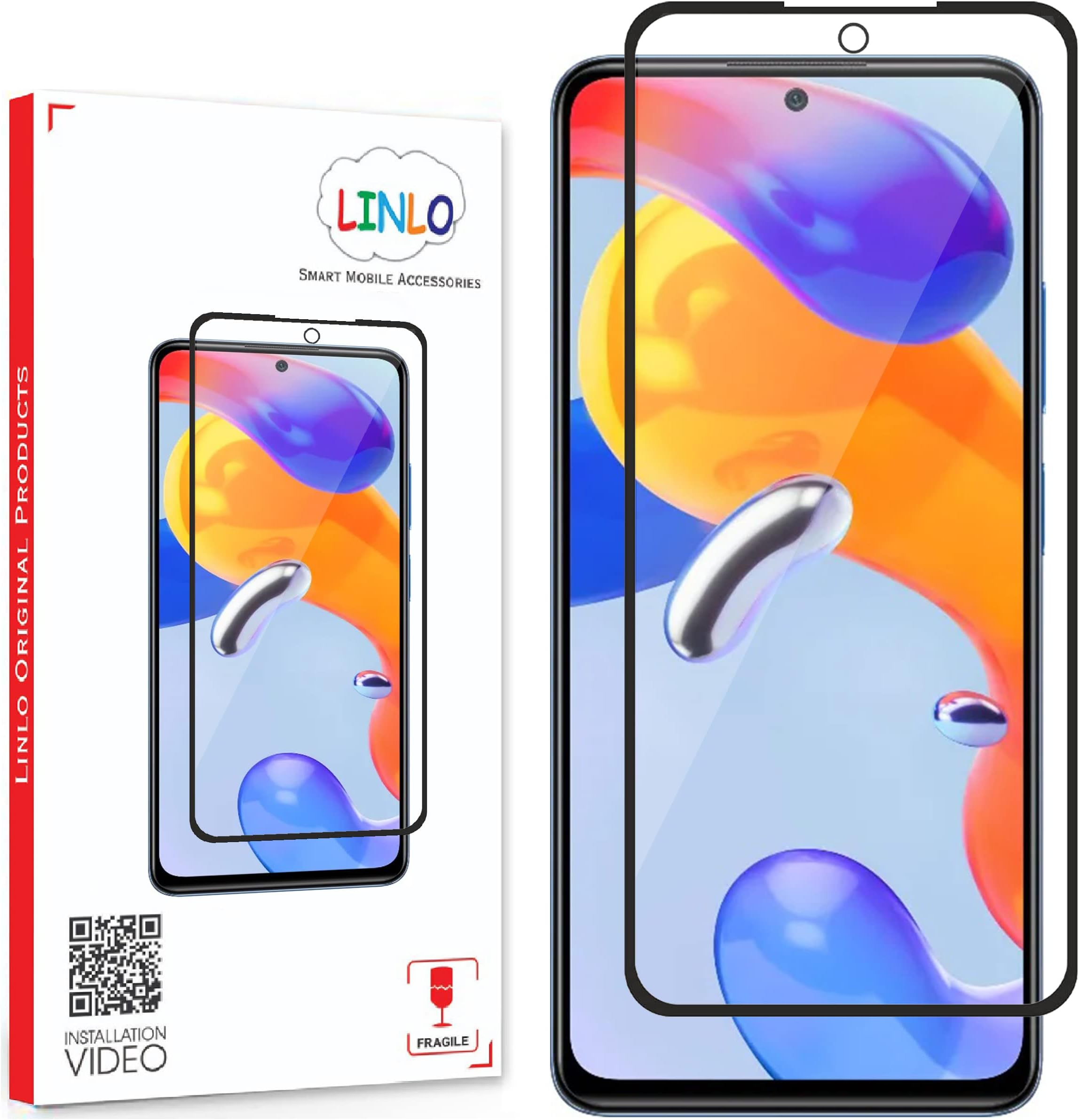 LINLO Tempered Glass Screen Protector Compatible for Redmi Note 11 Pro / Redmi Note 11 Pro+ / Redmi Note 11 Pro Plus with Edge to Edge Coverage and Easy Installation Kit, Pack of 1, Black