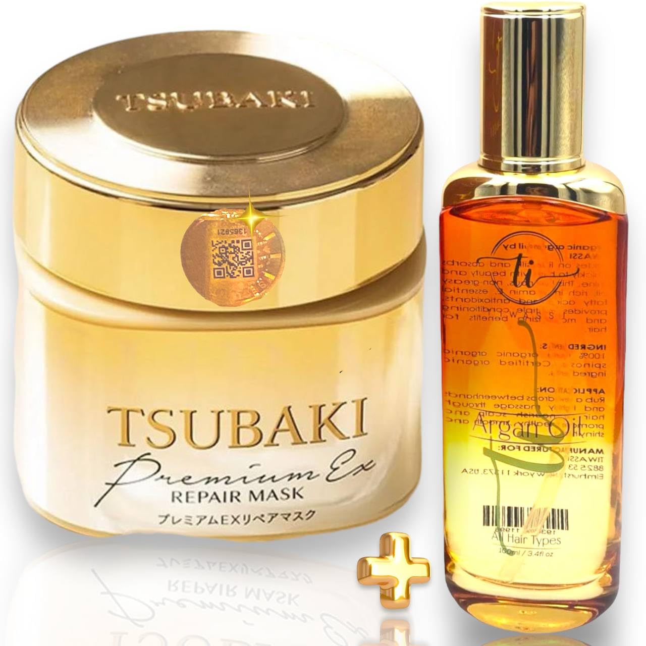 fresh oneJapanese TSUBAKI Hair Mask with Authentic Hologram & TIWASSI USA Pure Hair Oil Bundle - Ultimate Repair and Nourishment Set for Deep Conditioning, Shine Enhancement, and Frizz Control