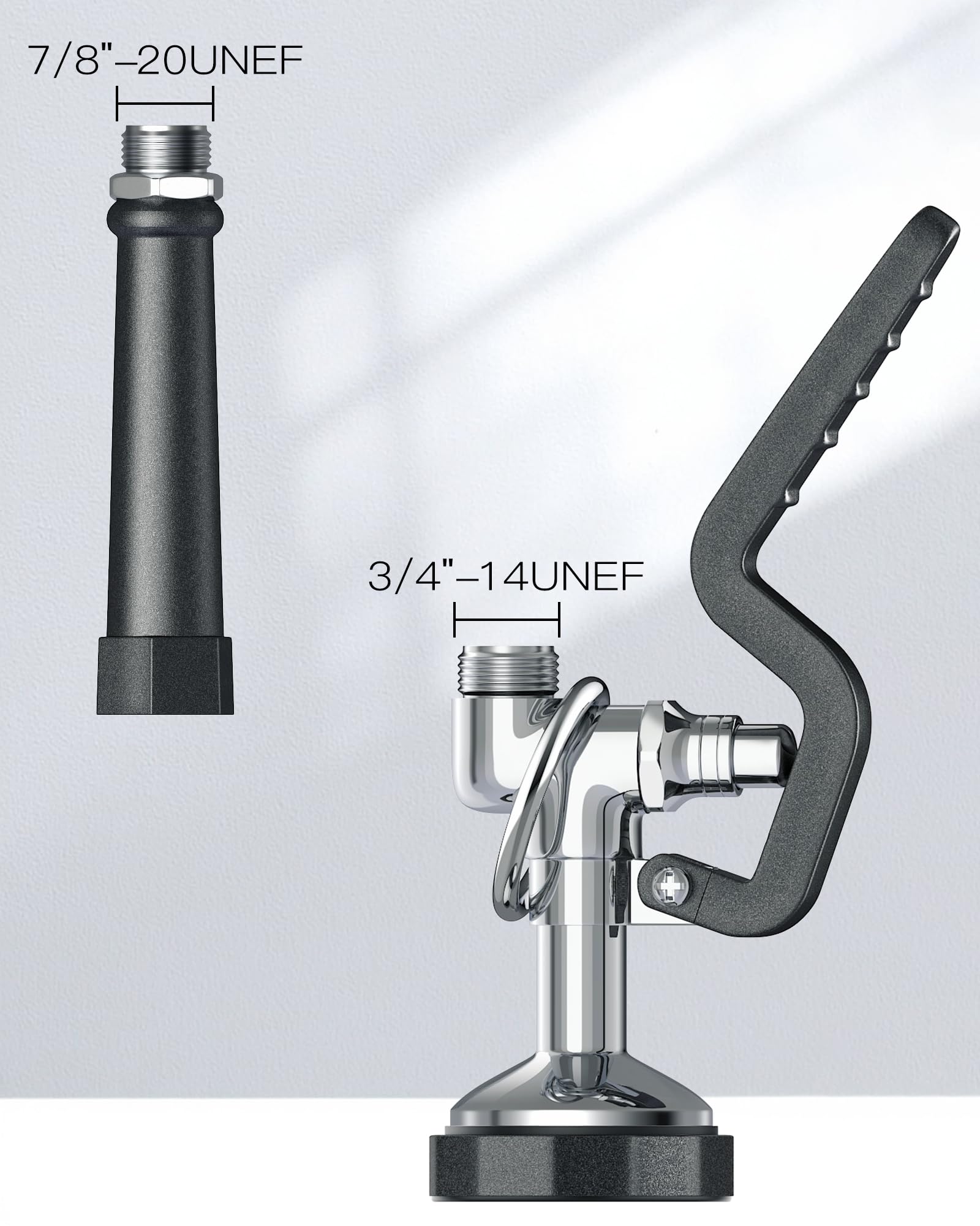 Commercial Sink Sprayer Pre Rinse Sprayer Commercial Dish Spray1.42GPM Dish Spray Nozzle Spray Valve,Polished Chrome Finished Commercial Faucet Parts Kitchen Sink(Black)