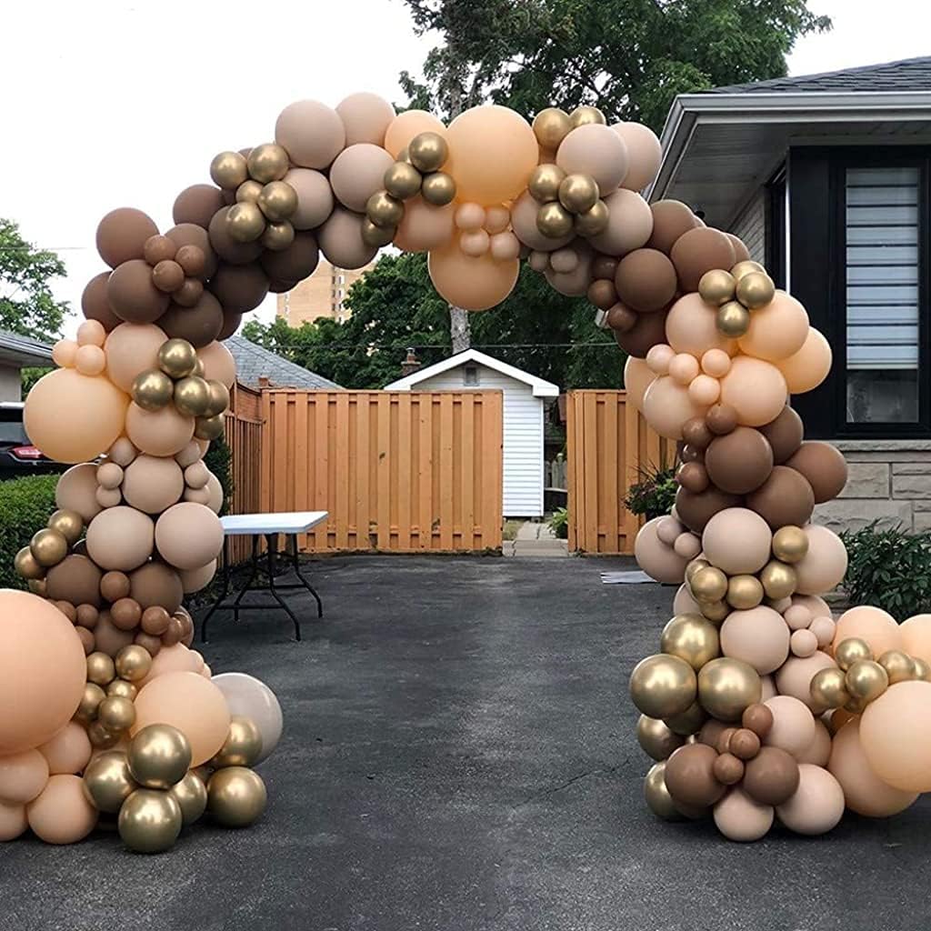 DIY Double Caramel Coffee Balloon Arch Garland Kit 163Pcs With Cocoa Skin Balloon Metallic Gold Balloon For Baby Girl Boy Shower Wedding Birthday Anniversary Ceremony Balloons Arch Party Engagement Party Balloon Decoration (Caramel Coffee): Toys & Games