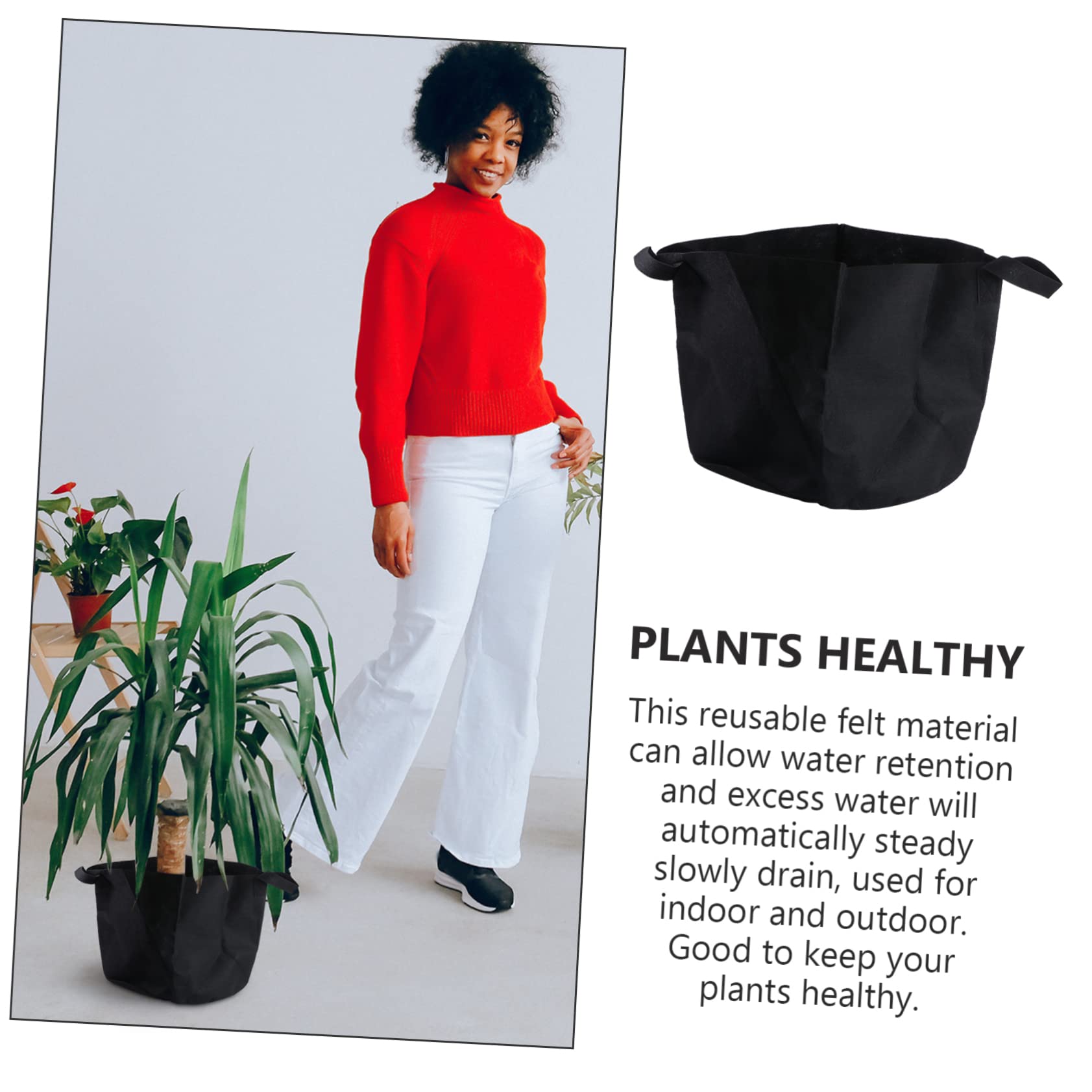 Abaodam Pochette de Plantation en Feutre 40x30cm, Lot de 5 Noir