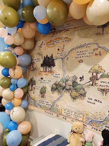 Miniatura 4 de Telón de fondo de oso de bosque de 100 acres para baby shower, 7 x 5, fondo de oso feliz cumpleaños, oso para el hogar, mapas, fondos para niños de