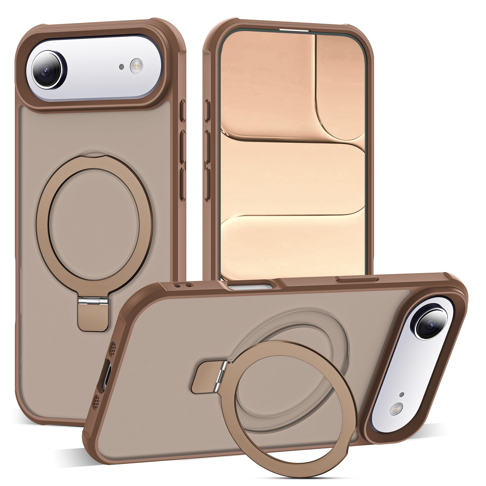 SKYLMW Compatible with iPhone Air Case with Stand,Desert Brown | iPhone Air Phone Case 6.5",Magnetic Ring Stand,Compatible with MagSafe,Military-Grade Protection,Great Grip Feeling Desert Brown Iphone Air