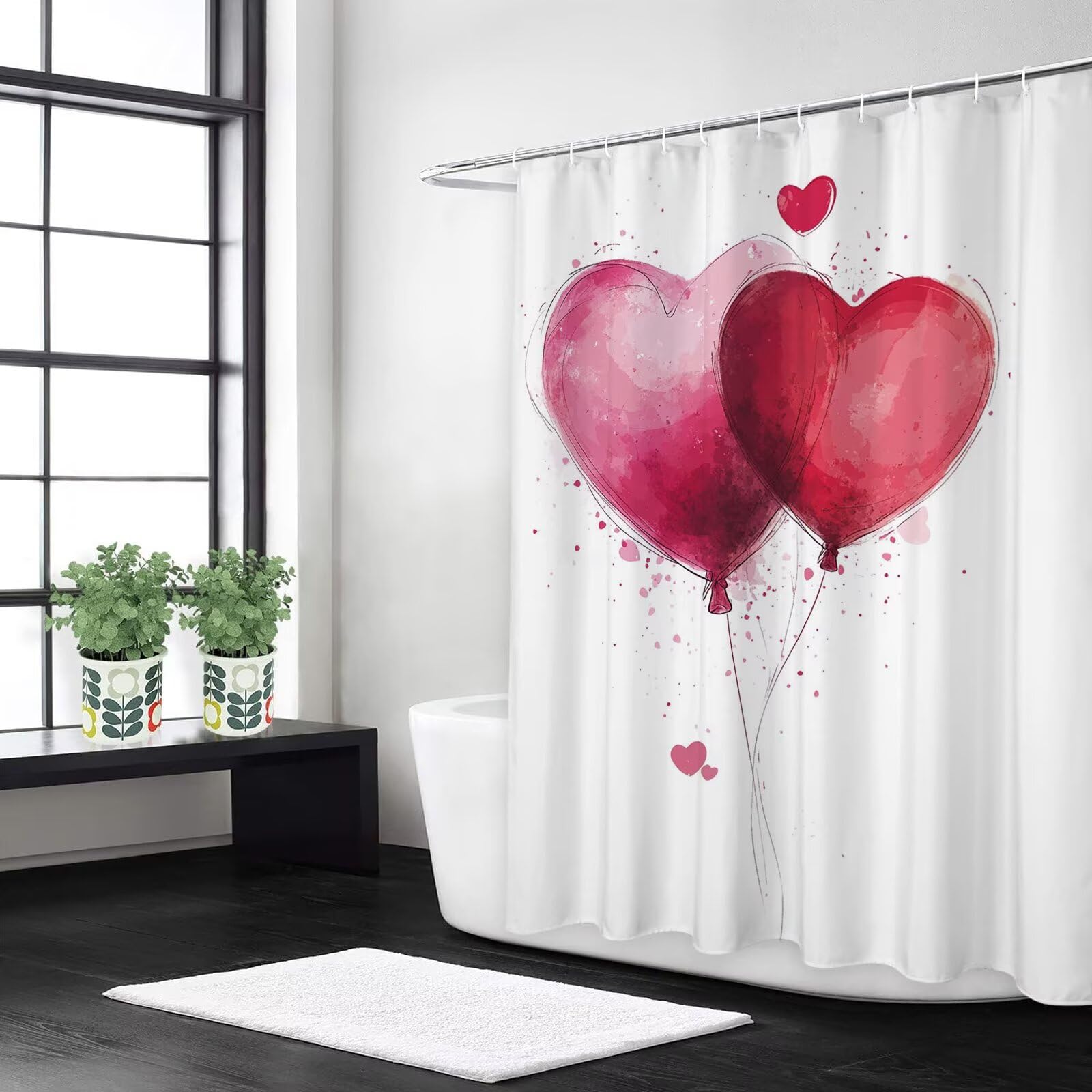 Rideaux de douche 200x220 imperméables en tissu polyester lavable rouge y587l