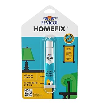 Fevicol Homefix (15 gm)|Home Decor Glue|Strong Multi Surface Adhesive|Carries upto 10kg|Paste on Walls/Tiles/Wood/Cement/Metal|Forget Double Sided Tapes|Nailfree|Easy to Apply & Remove, Pack of 1