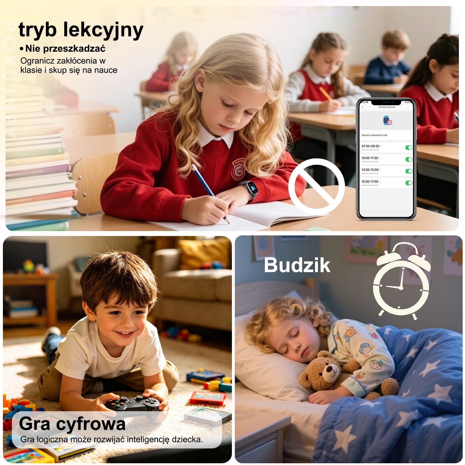Smartwatch dla Dzieci z GPS Rozmowy Telefoniczne Czat SOS Kontakty Budzik Gra IP68 Wodoodporny Tryb Klasowy Zegarki Cyfrowe Smartwatch Dziecięcy Chłopcy Dziewczynki Urodziny Prezenty