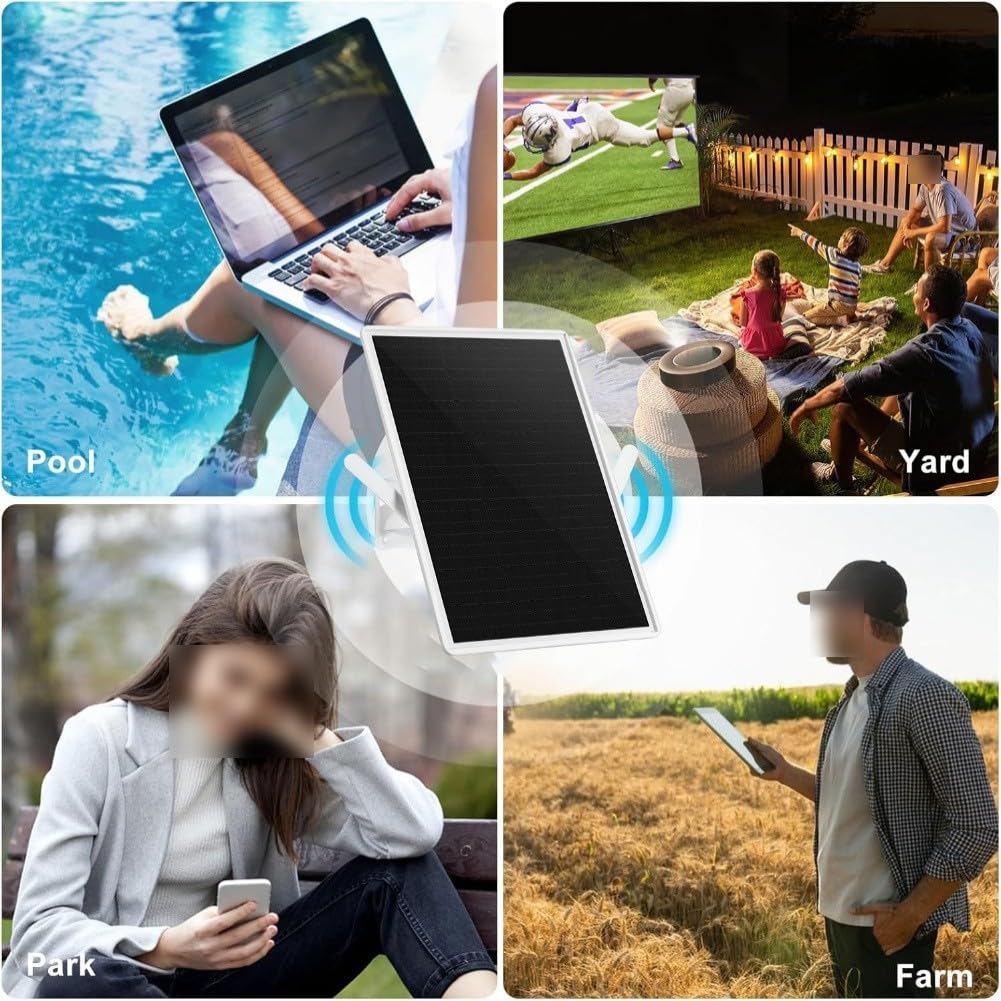 Estensore WiFi per esterni, robusto, di alta qualità, per giardino, garage, fattoria, ripetitore fino a 150 m, router ad energia solare per giardino, garage, fattoria