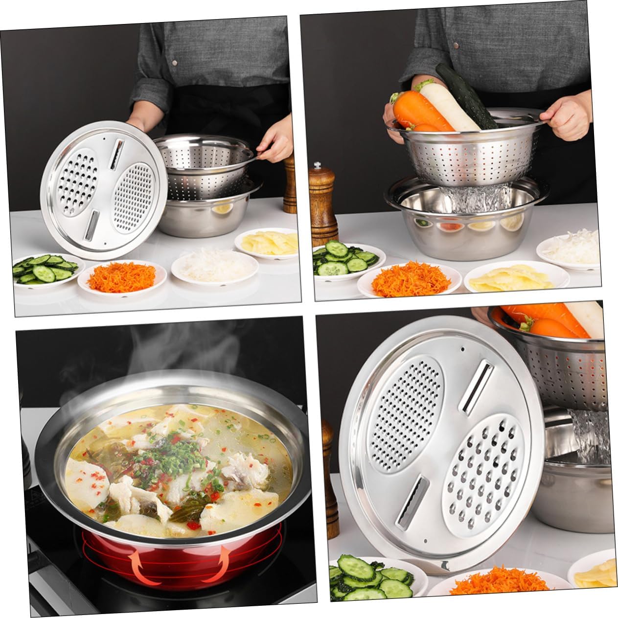 Grater Basin Strainer Vegetable Fruit Slicer Multi-function Kitchen Tools