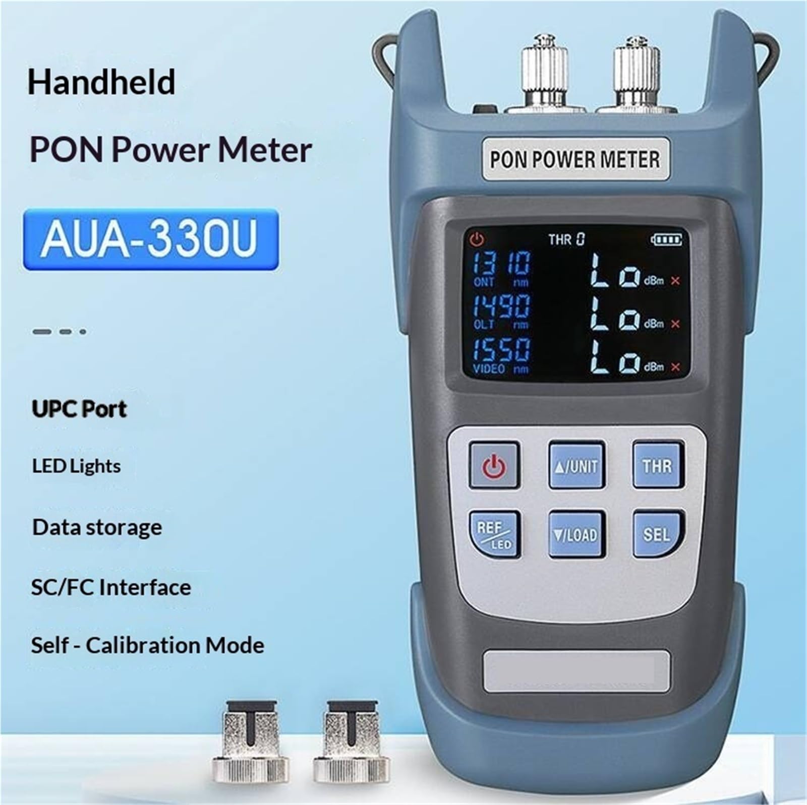 Medidor De Potencia Óptica AUA-C330A/U Recargable SC/FC/ST