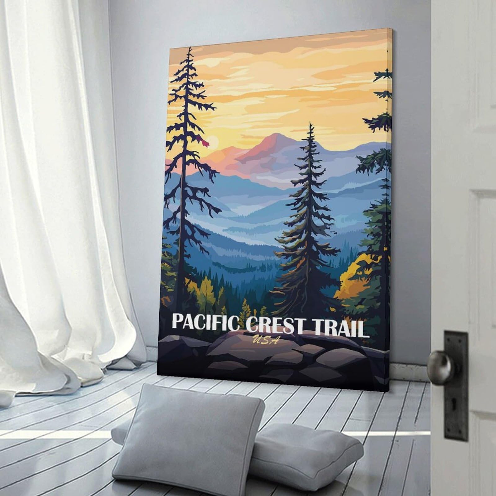 Junmoney Pacific Crest Trail Landscape Art Hanging Wall Art, 20x30inch(50x75cm), for Living Room, Bedroom, Office Or Hallway, Decorative Artwork with Broad Appeal