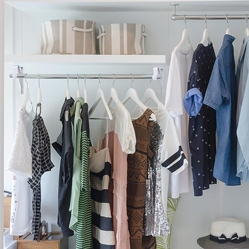 Miniatura 7 de Soportes de barra de armario, soporte de barra de armario resistente, soportes de armario blancos con soporte para barra de pared, soporte de