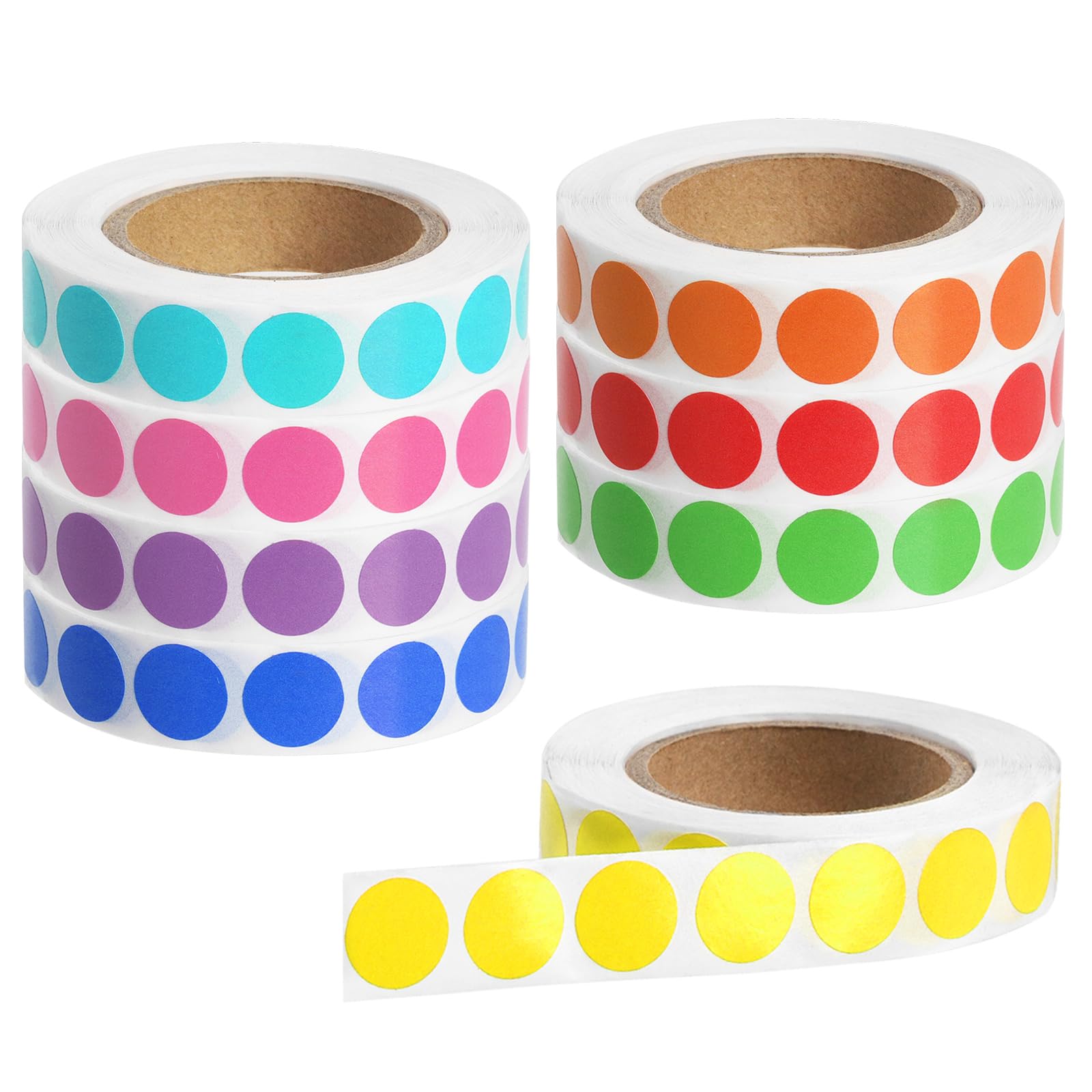 Mardatt 8000Pcs 8Roll 1/2” Colored Circle Dot Stickers Round Coding Labels Stickers Color Code Dot Stickers Self-Adhesive Dot Sticker for Inventory Organize, File Classification(8 Colors)