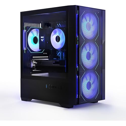 Gaming PC, i5 CPU Up to 3.6GHz, Integrated Graphics, 256 GB M.2, 8 GB RAM Pre-Built Computer, RGB Fans x 4, Win 11 Home，WiFi 6 + BT 5.3, 550W PSU (i5 CPU+256GB+8GB)