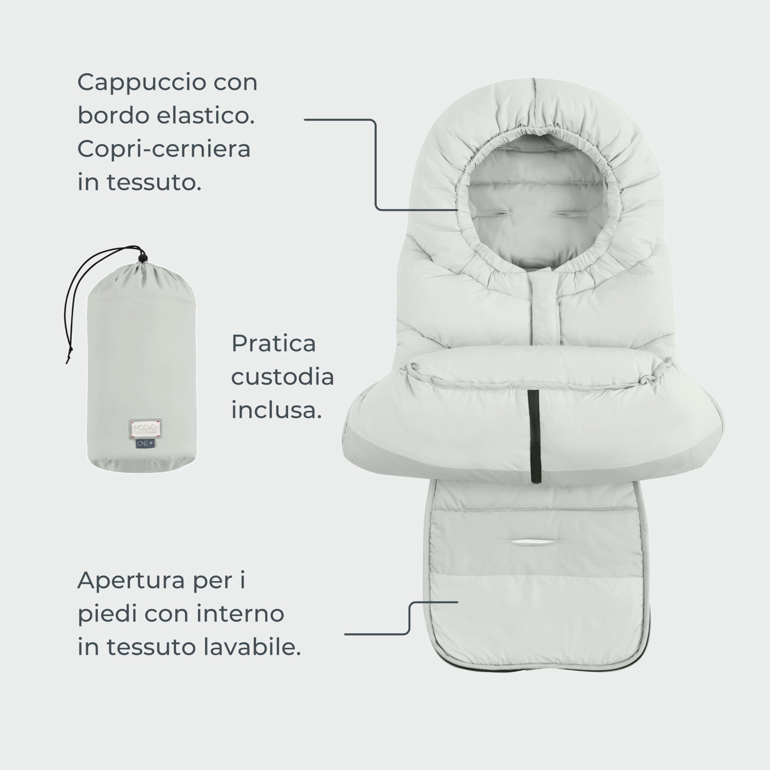 Nuvita 9920 Ovetto One+ | Sacco universale per passeggini e seggiolini auto | Protezione da 0 a 6 mesi (80cm)| Protezione fino a -18°C e Impermeabilità anti vento | Nero