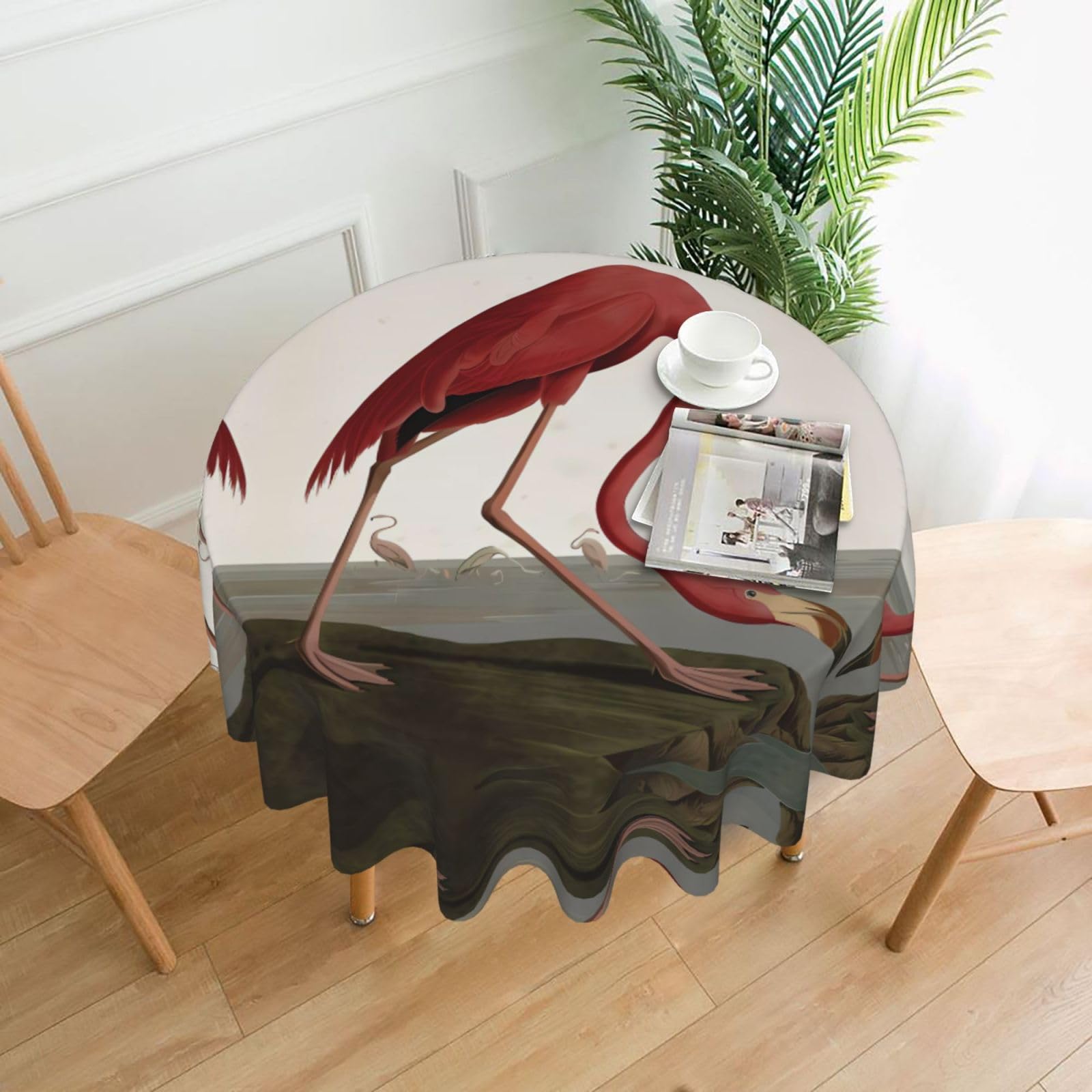 WHJSHOP American Flamingo Prints Round Decorative Throw – 60in Stylish Table Cover for Dining, Parties & Outdoor Events