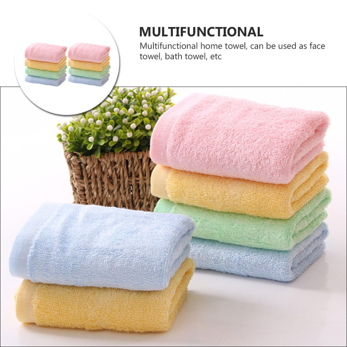 FRCOLOR Lot de petites serviettes pour enfants Couverture de bain pour bébé Serviette de visage pour bébé Serviettes douces et absorbantes Serviettes de cuisine en microfibre avec capuche Serviette