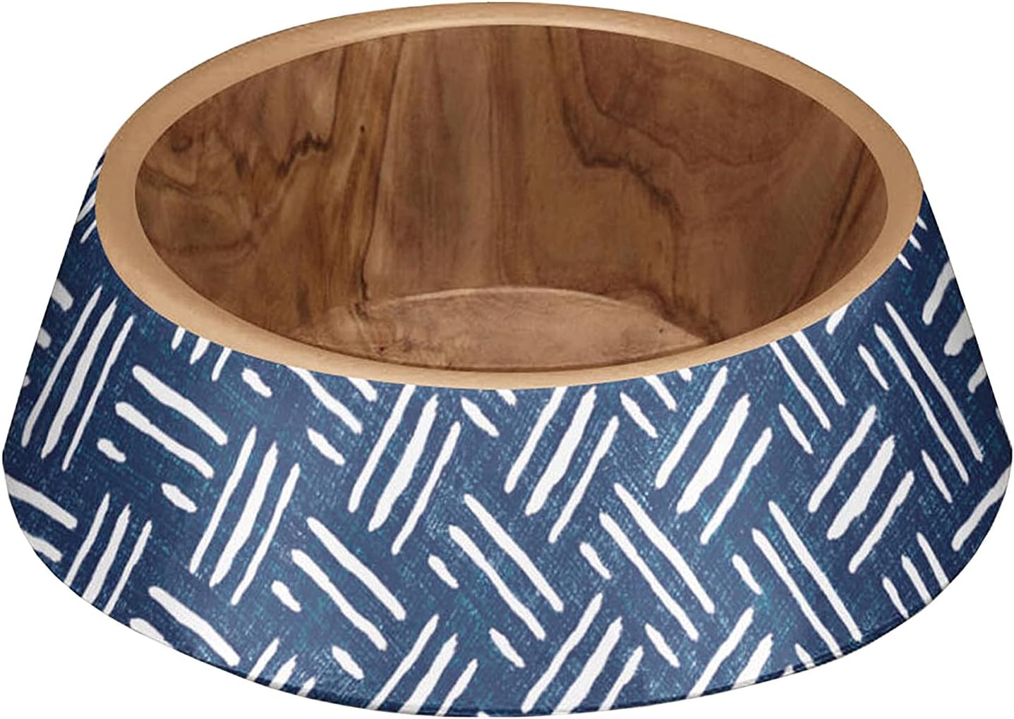 Indigo Oasis Dog Food Pet Melamine/Plastic Bowl - Small, Wood,Blue,White