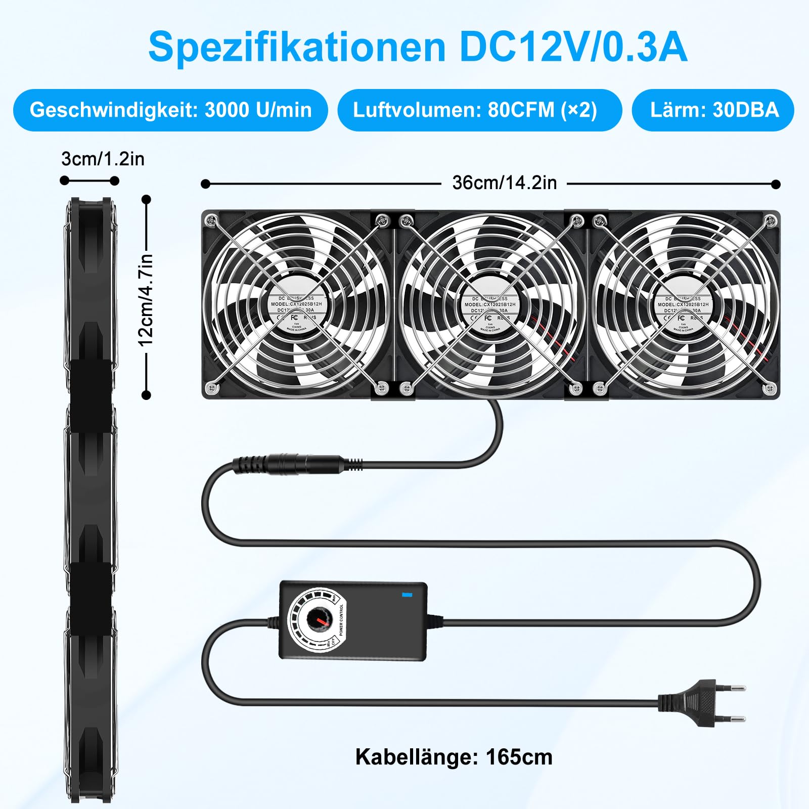 Ventola PC 120mm 12V Ventola PC a velocità regolabile ZAKVOP Ventilatore computer AC 220V-240V 3.000RPM Ventilatore Computer Laptop Router (3)