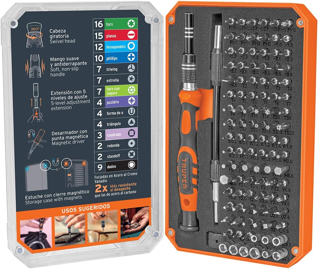 TRUPER Precision Screwdriver Set, 106 Pieces