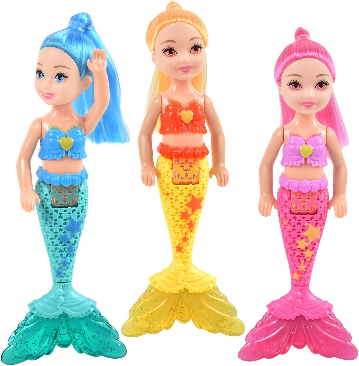 iFunLong Mermaid Doll Toy for 3+ Girls Gifts, 3Packs, Multicolor, 17.2 cm (height) x 6.2 cm (length)